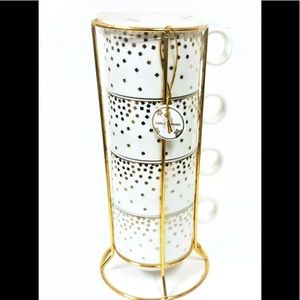 Grace's Teaware Gold Dots Confetti Stackable Mug Cup Set